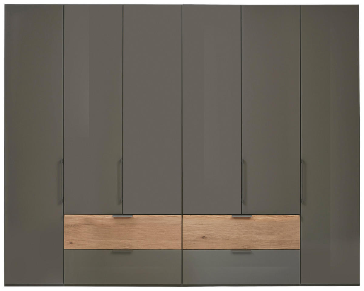 KLEIDERSCHRANK  in Anthrazit, Eichefarben  - Schieferfarben/Eichefarben, Design, Glas/Holzwerkstoff (300/216/58cm) - Dieter Knoll
