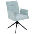 ARMLEHNSTUHL  Stoffauswahl, Wippmechanik ohne Härtegradeinstellung, Sitzfläche 360° drehbar Chenille  - Jadegrün/Schwarz, Design, Textil/Metall (58/91/58,5cm) - Valnatura