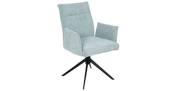 ARMLEHNSTUHL  Stoffauswahl, Wippmechanik ohne Härtegradeinstellung, Sitzfläche 360° drehbar Chenille  - Jadegrün/Schwarz, Design, Textil/Metall (58/91/58,5cm) - Valnatura