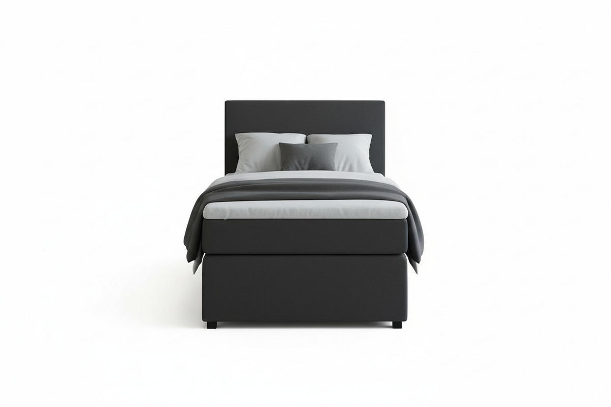 BOXSPRINGBETT 90/200 cm,  in Anthrazit, Matratze, Topper, H3 = fest  - Anthrazit/Schwarz, MODERN, Kunststoff/Textil (90/200cm) - MID.YOU