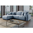 ECKSOFA in Samt Blau  - Chromfarben/Blau, KONVENTIONELL, Kunststoff/Textil (195/293cm) - Carryhome