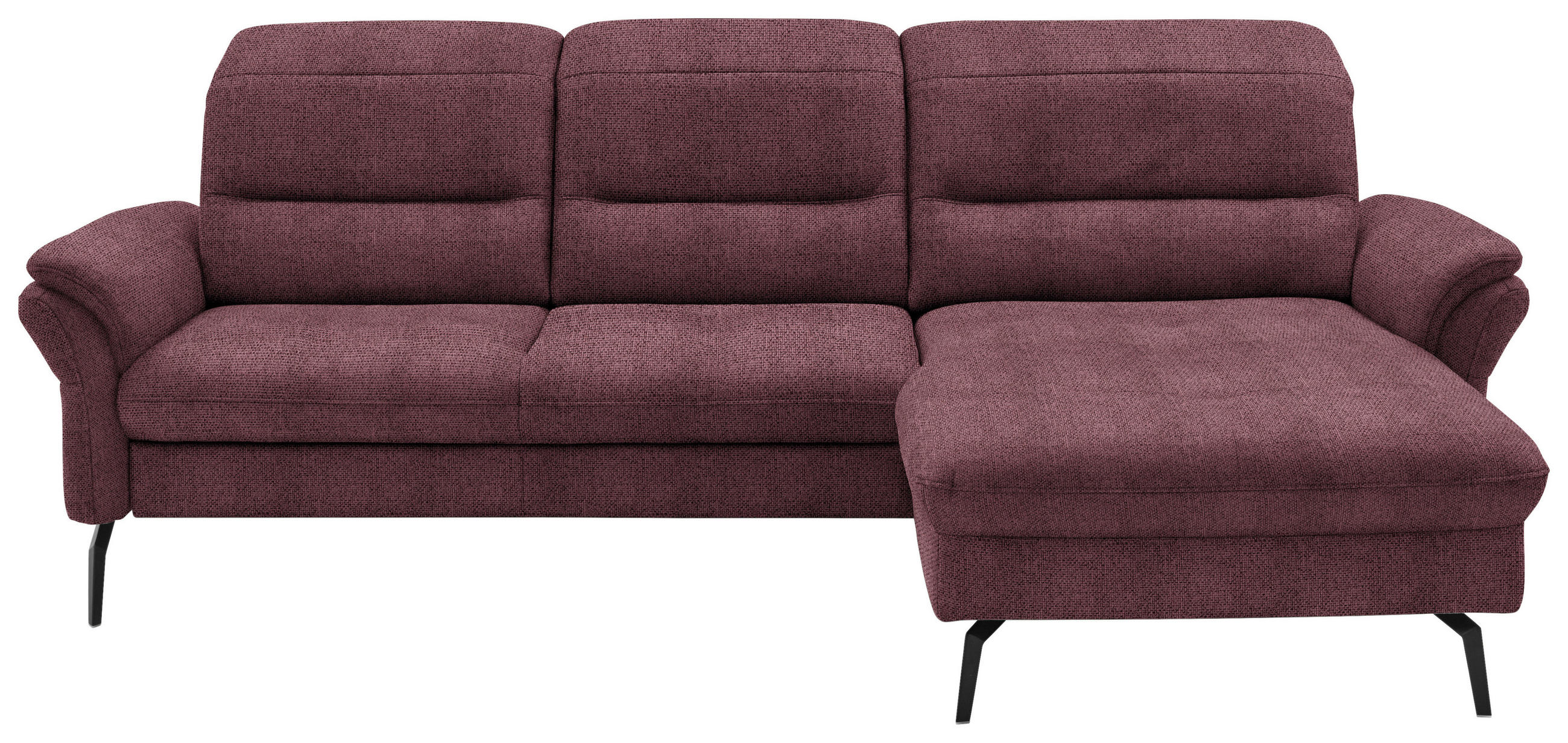 ECKSOFA in Flachgewebe Weinrot  - Weinrot/Schwarz, Konventionell, Textil/Metall (260/181cm) - Beldomo Speed