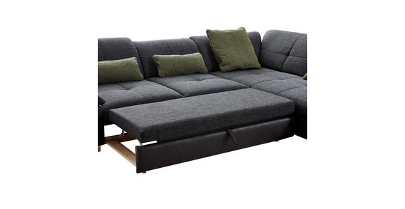 ECKSOFA  in Chenille, Mikrofaser Schwarz, Dunkelgrau  313/242 cm  - Chromfarben/Dunkelgrau, Design, Textil (313/242cm) - Xora