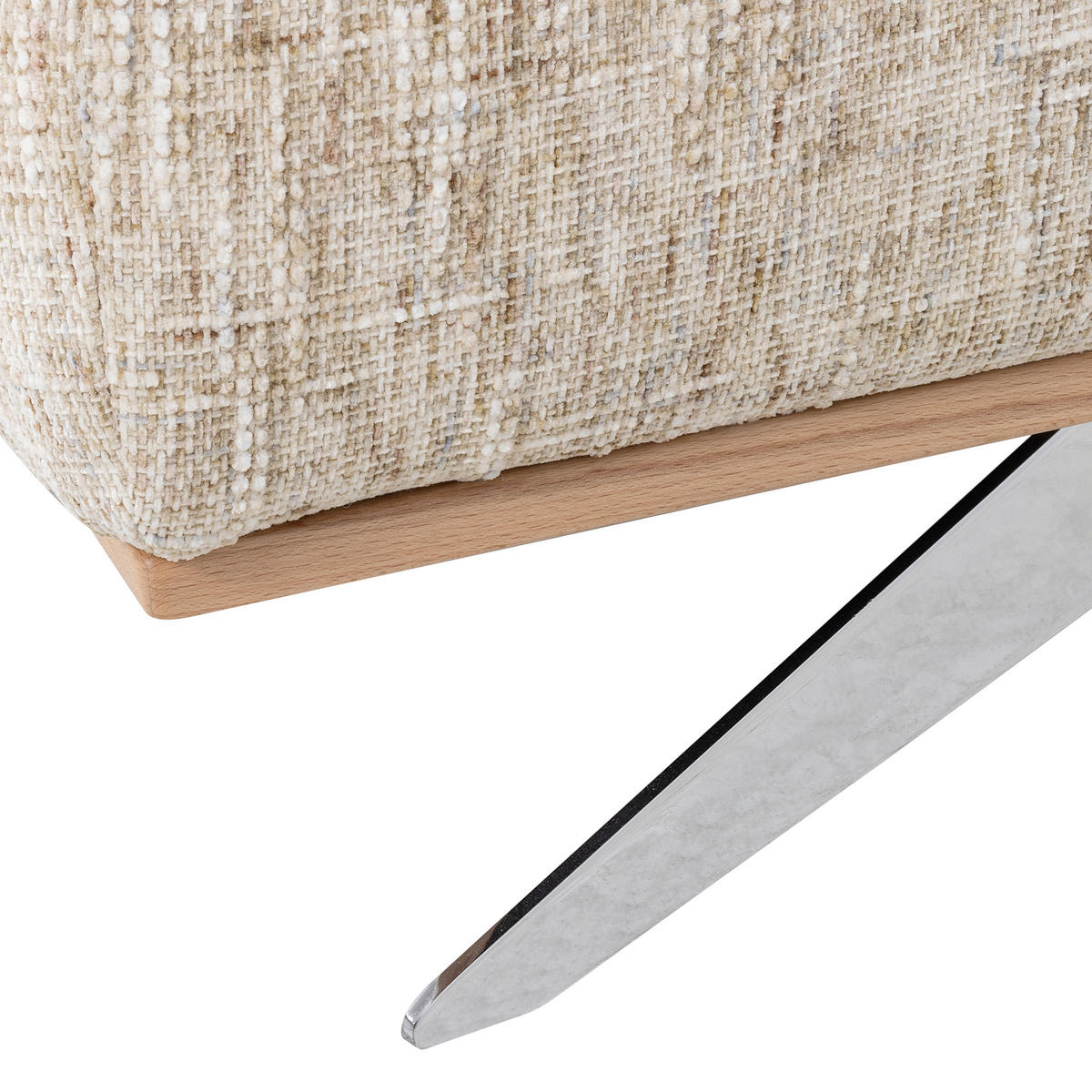 ECKSOFA PORTLAND in Struktur Beige Kopfteilverstellung  295/187 cm  - Chromfarben/Beige, Design, Holz/Textil (295/187cm) - Livetastic