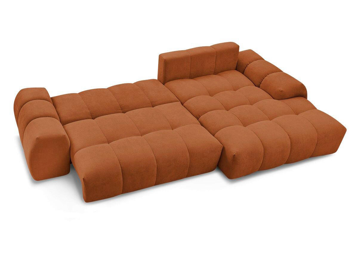 ECKSCHLAFSOFA EVEREST  mit Rücken echt, Armteil links, Armteil rechts Struktur Orange  - Schwarz/Orange, MODERN, Kunststoff/Textil (318/180cm) - Livetastic