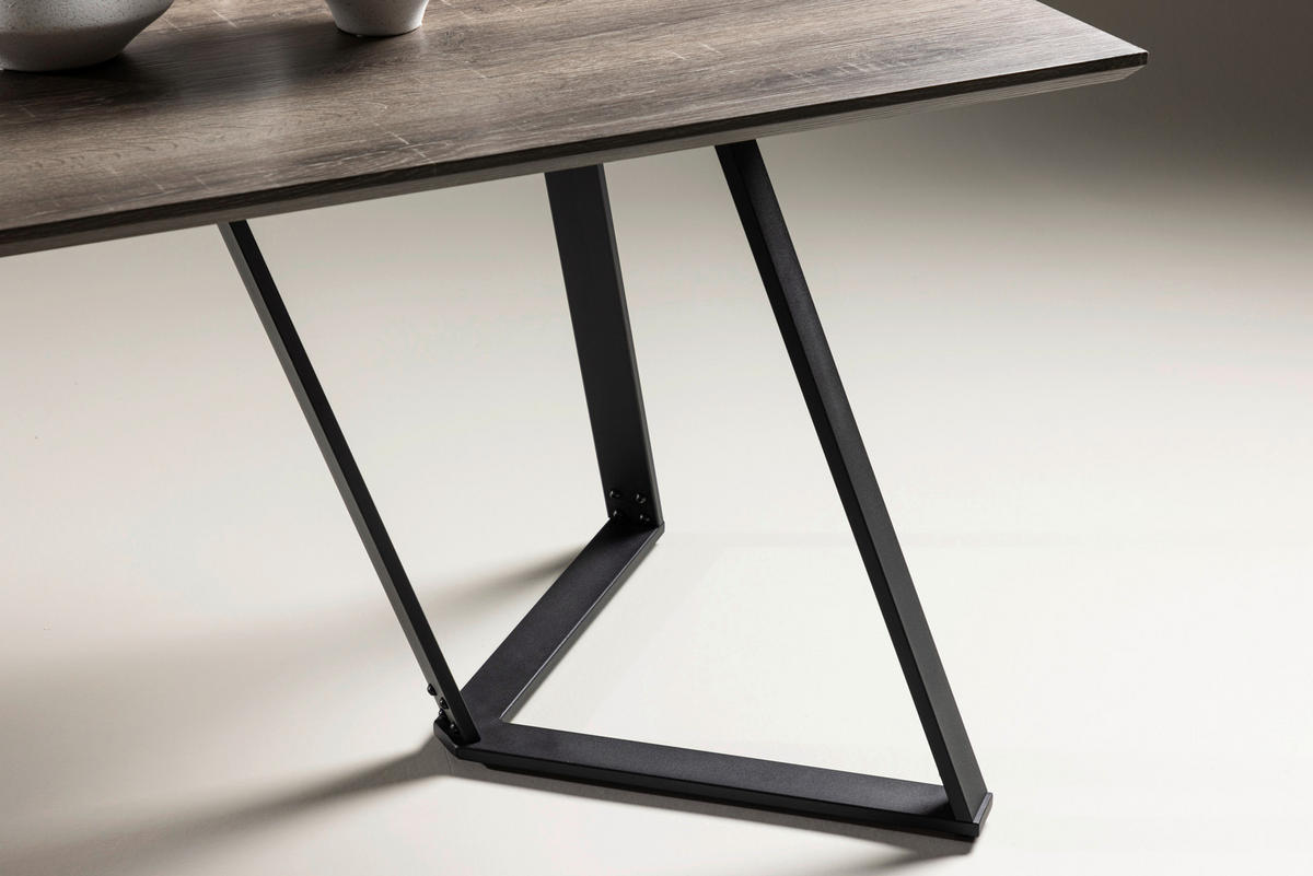 ESSTISCH furniert rechteckig Grau, Schwarz  - Schwarz/Grau, Design, Holzwerkstoff/Metall (180/90/75cm) - Livetastic