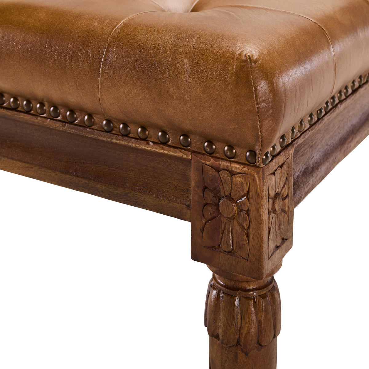 SITZBANK 110/45/45 cm Echtleder Braun, Walnussfarben Mangoholz massiv  - Walnussfarben/Braun, LIFESTYLE, Leder/Holz (110/45/45cm) - Landscape