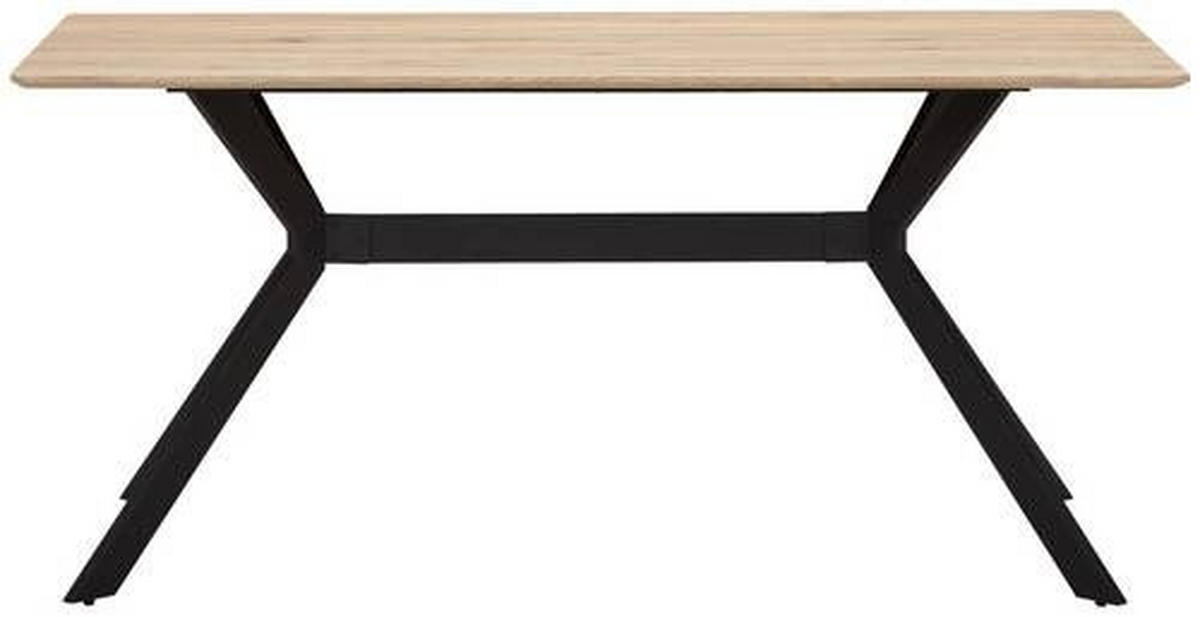 ESSTISCH rechteckig Naturfarben, Schwarz  - Schwarz/Naturfarben, MODERN, Holzwerkstoff/Metall (160/90/75cm) - MID.YOU