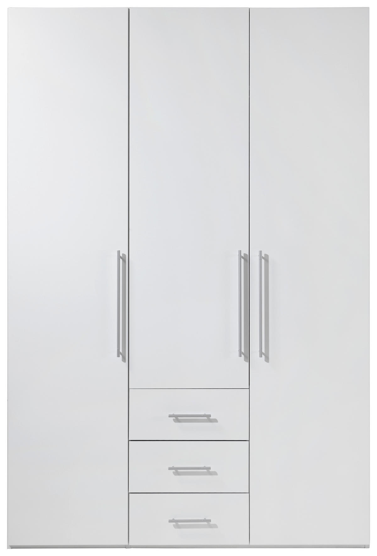 GARDEROB MED GÅNGJÄRN 146,6/218,6/59,5 cm 3-dörrar - vit/aluminiumfärg, Klassisk, metall/trämaterial (146,6/218,6/59,5cm) - Best Price