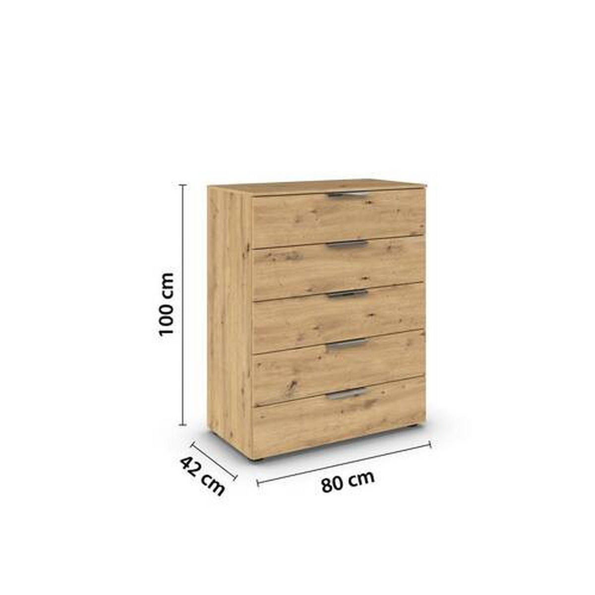 KOMÓD 80/100/42 cm  - króm/fekete, Modern, műanyag/faalapú anyag (80/100/42cm) - Rauch Möbel