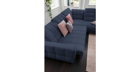 ECKSOFA in Webstoff Dunkelblau  - Schwarz/Dunkelblau, Design, Holz/Textil (302/216cm) - Xora