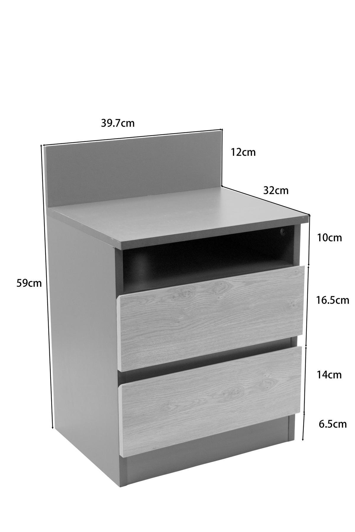 NACHTSCHRANK 39,7/59/32 cm, Anthrazit, Eiche Artisan,  - Anthrazit/Eiche Artisan, Basics, Holzwerkstoff (39,7/59/32cm) - Boxxx