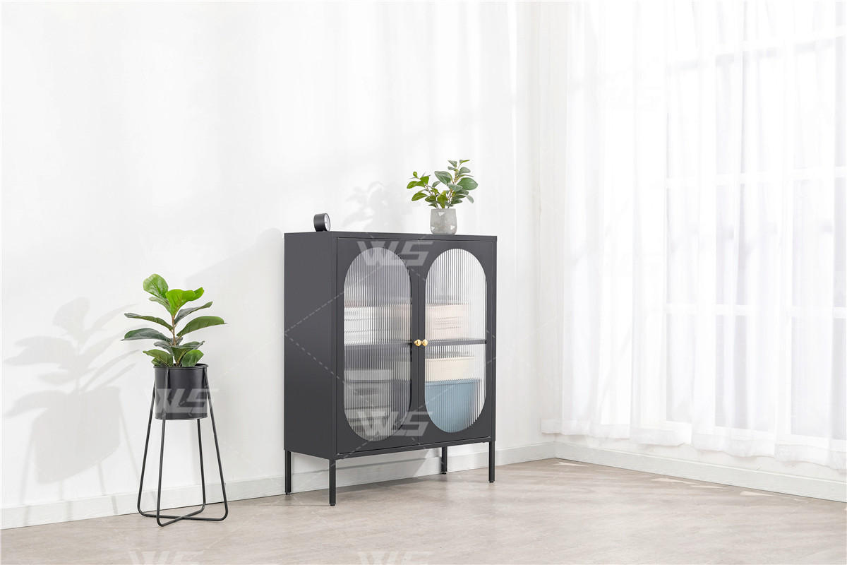 VITRINE  in Schwarz  - Transparent/Goldfarben, Design, Glas/Metall (80/110/40cm) - MID.YOU