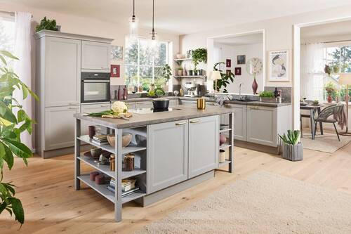 EINBAUKÜCHE RAVENNA  - Goldfarben/Grau, Basics, Holzwerkstoff/Metall - Moderano