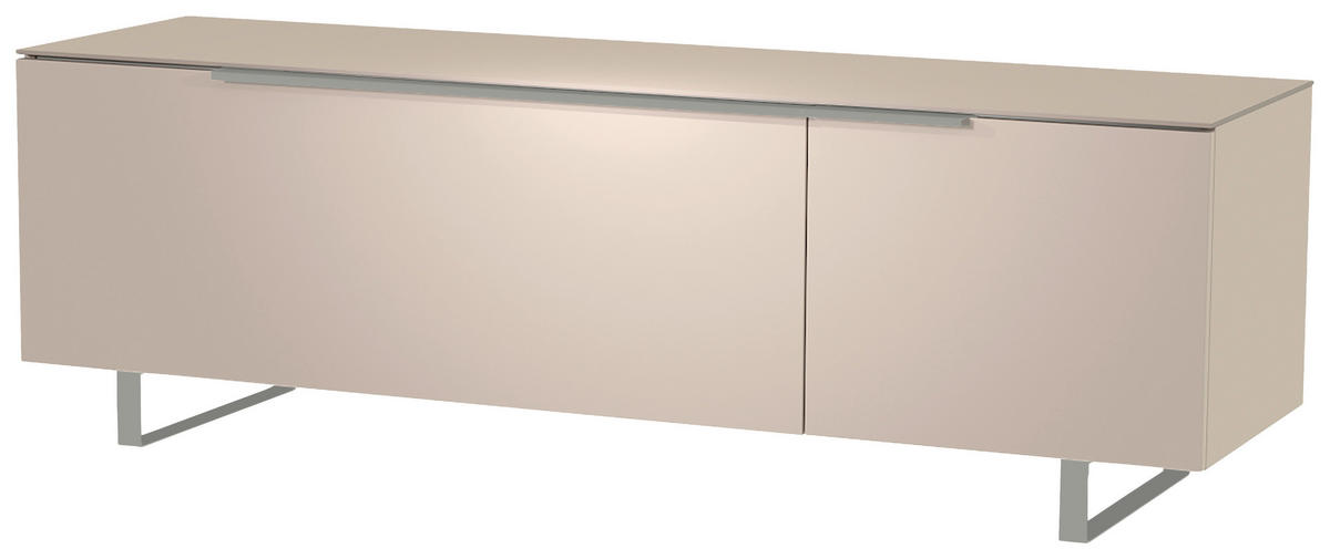 LOWBOARD Alufarben, Sandfarben  160/51/45 cm  - Sandfarben/Alufarben, Design, Glas/Holzwerkstoff (160/51/45cm) - Moderano