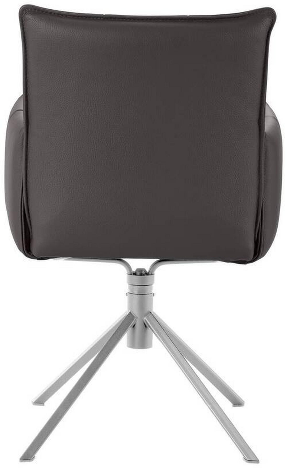 ARMLEHNSTUHL  in Echtleder pigmentiert  - Edelstahlfarben/Dunkelbraun, Design, Leder/Metall (55/85/65cm) - Valnatura