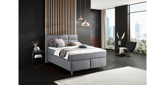 BOXSPRINGBETT 140/200 cm in Hellgrau - Hellgrau/Alufarben, KONVENTIONELL, Textil/Metall (140/200cm) - Dieter Knoll