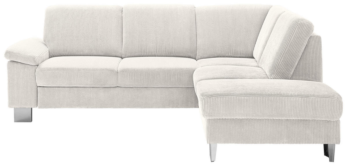 ECKSOFA in Cord Beige  - Edelstahlfarben/Beige, Konventionell, Textil/Metall (248/200cm) - Beldomo System