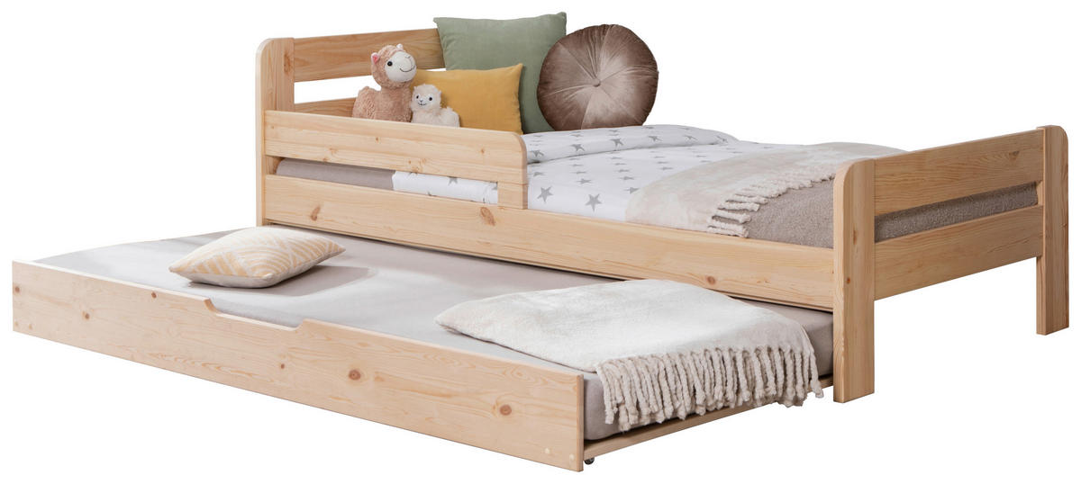 Bett Bennet mit Ausziehbett 90/200 cm Naturfarben  - Naturfarben, Modern, Holz (90/200cm) - MID.YOU