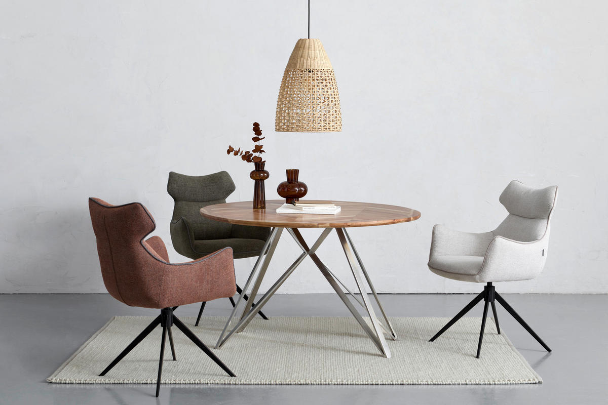 MATBORD i trä, metall 120/120/76 cm   - stålfärgad/akaciefärgad, Design, metall/trä (120/120/76cm) - Landscape