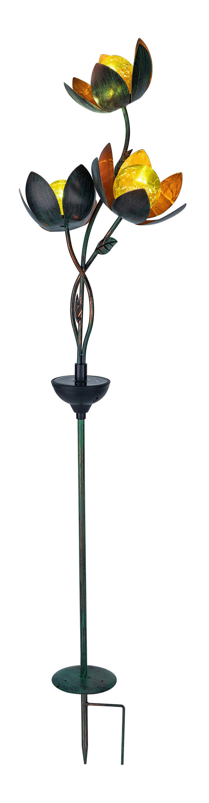 SOLÁRNE SVIETIDLO, 27,5/14,5/113,50 cm - zlatá/zelená, Lifestyle, kov/plast (27,5/14,5/113,50cm) - Ambia Garden