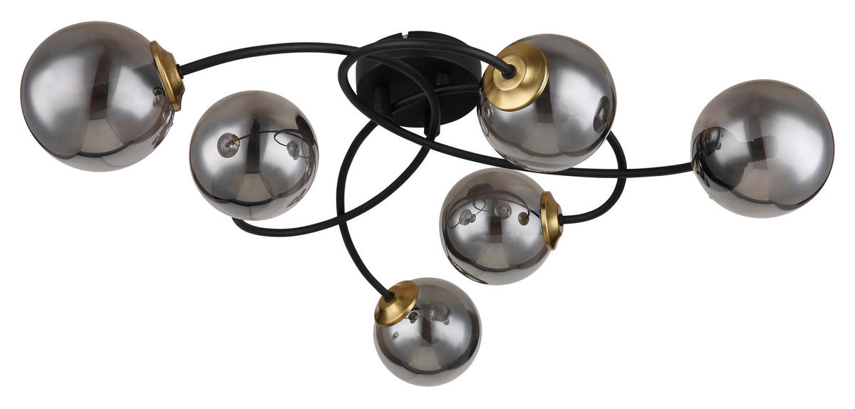 TAKLAMPA JORGE 52/45/17,5 cm  - mässingsfärgad/grå, Design, metall/glas (52/45/17,5cm) - Globo