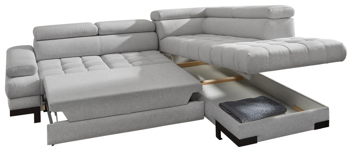 GARNITURA ZA DNEVNU SOBU srebrna  - srebrna/crna, Dizajnerski, tekstil/metal (223/263cm) - Welnova
