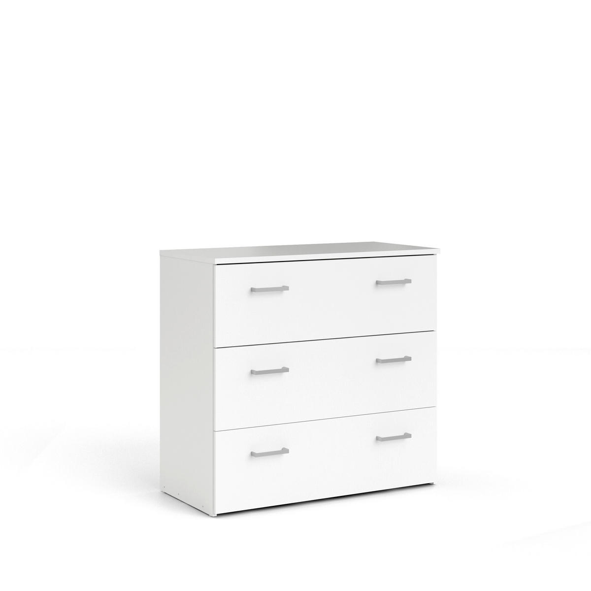 KOMODA, bílá, 74,1/69,9/36 cm - bílá/barvy stříbra, Design, kompozitní dřevo/plast (74,1/69,9/36cm) - Livetastic