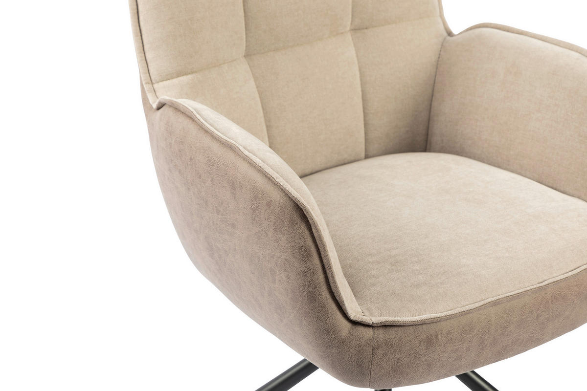 ARMLEHNSTUHL  Sitzfläche 180° drehbar Webstoff  Braun, Schwarz, Beige  - Beige/Schwarz, MODERN, Textil/Metall (60/87/63cm) - MID.YOU
