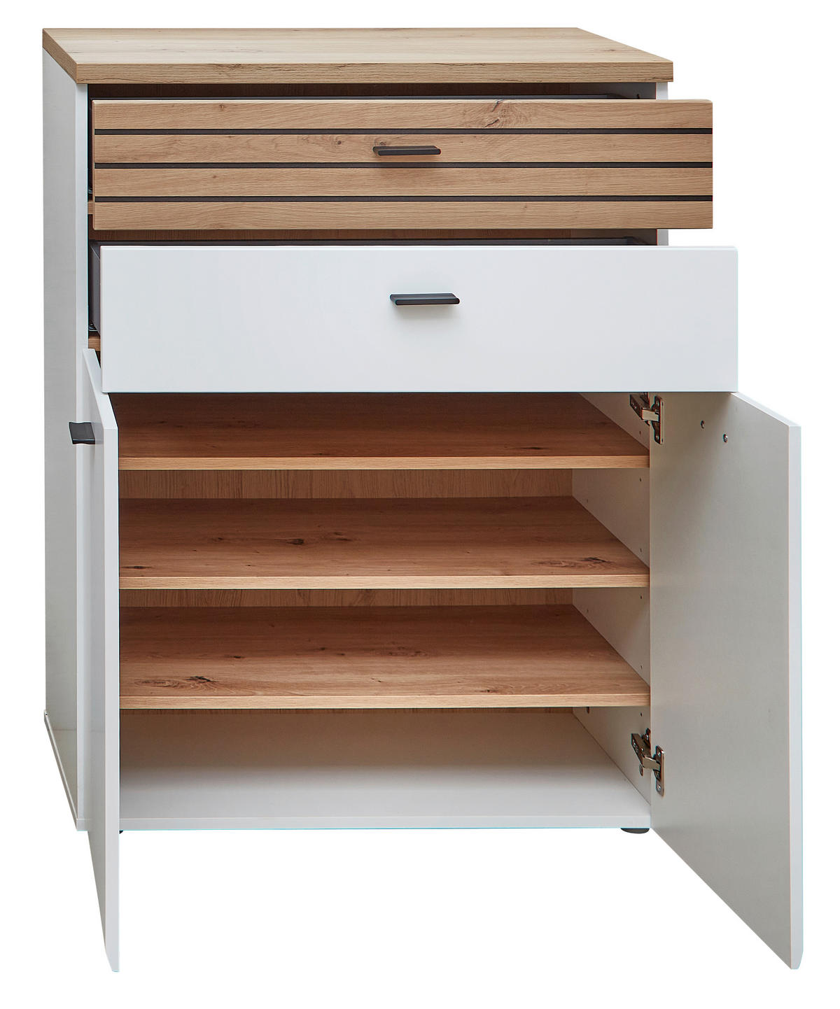GARDEROBE 5-teilig  in 245/201/40 cm  - Weiss/Schwarz, Design, Glas/Holzwerkstoff (245/201/40cm) - Livetastic