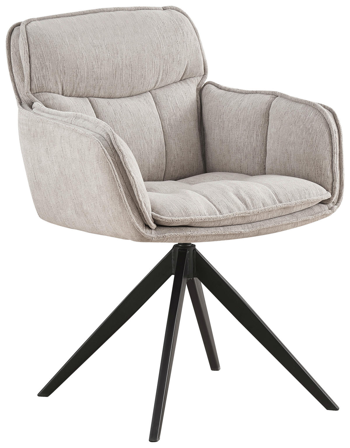 ARMLEHNSTUHL  in Eisen Webstoff  - Beige/Schwarz, Design, Textil/Metall (62/86/65cm) - Hom`in