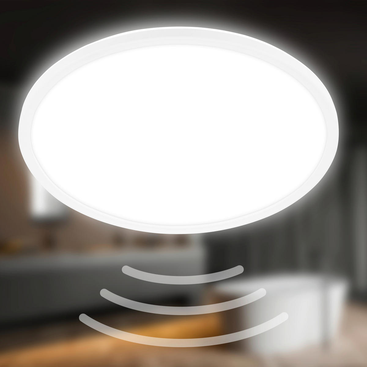 LED PLAFONJERA ZA KUPATILA - bela, Osnovno, plastika (42/3cm)