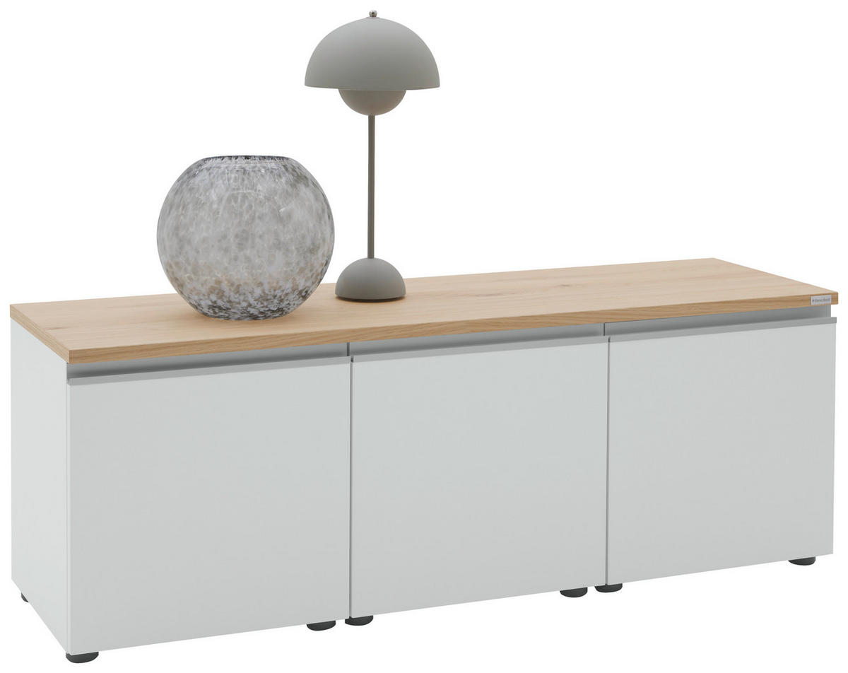 LOWBOARD  in 135/46/41 cm  - Eichefarben/Silberfarben, Design, Holzwerkstoff/Kunststoff (135/46/41cm) - Dieter Knoll