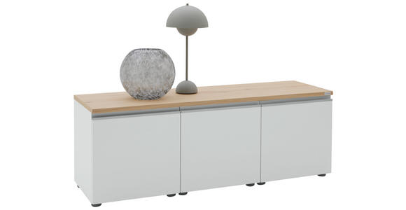 LOWBOARD  135/46/41 cm  erweiterbar, Typenauswahl, Beimöbel erhältlich, umfangreiches Zubehör erhältlich, stehend, hängend  - Eichefarben/Silberfarben, Design, Holzwerkstoff/Kunststoff (135/46/41cm) - Dieter Knoll