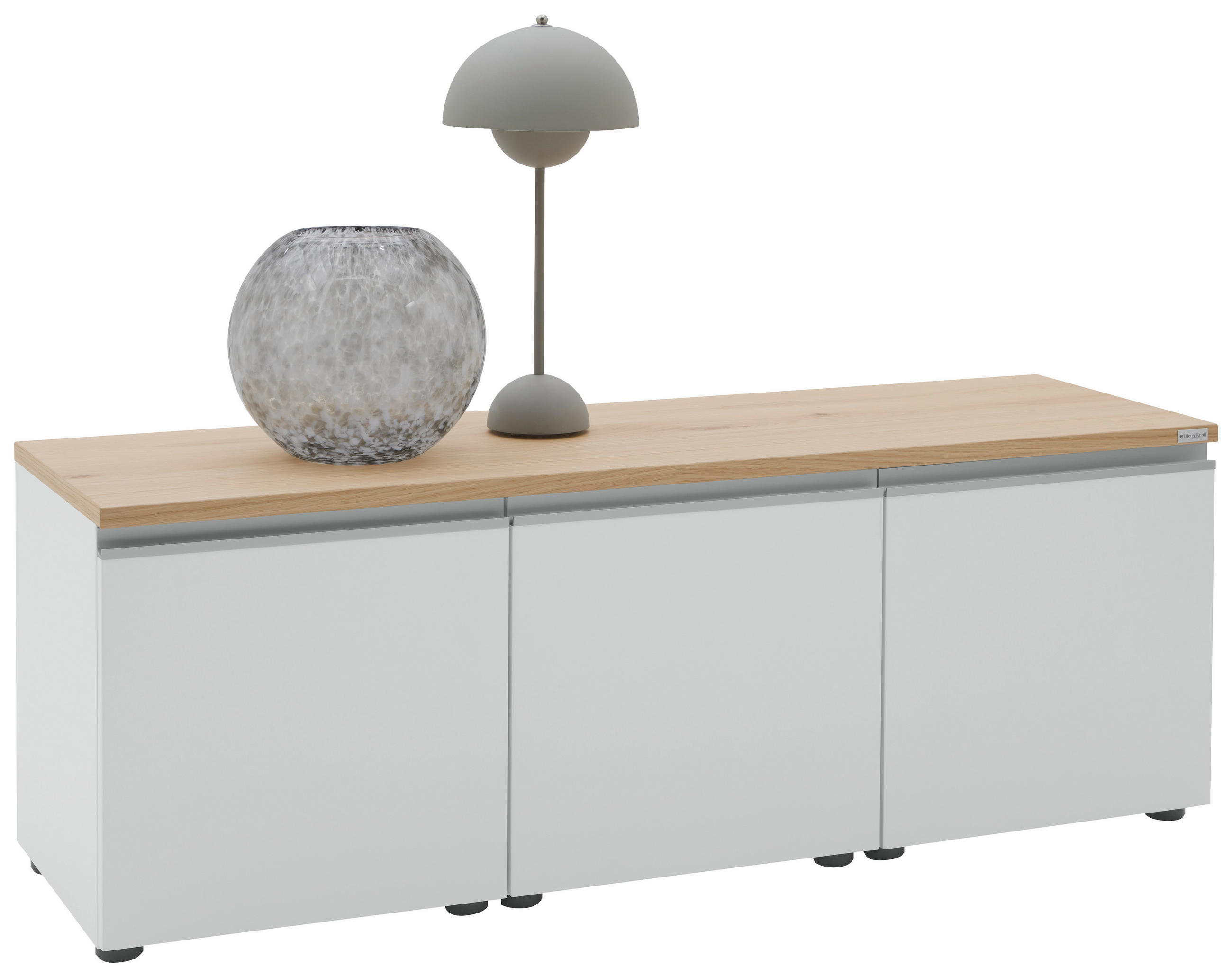 Dieter Knoll Lowboard Silber, Weiß, Eiche 135x46x41 cm