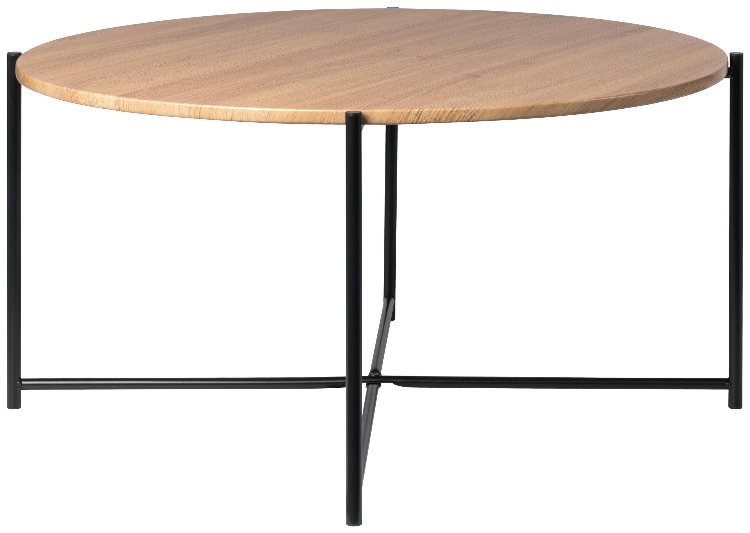 COUCHTISCH Walnuss furniert 83/83/40 cm rund Schwarz, Eichefarben  - Eichefarben/Schwarz, Design, Holz/Holzwerkstoff (83/83/40cm) - MID.YOU