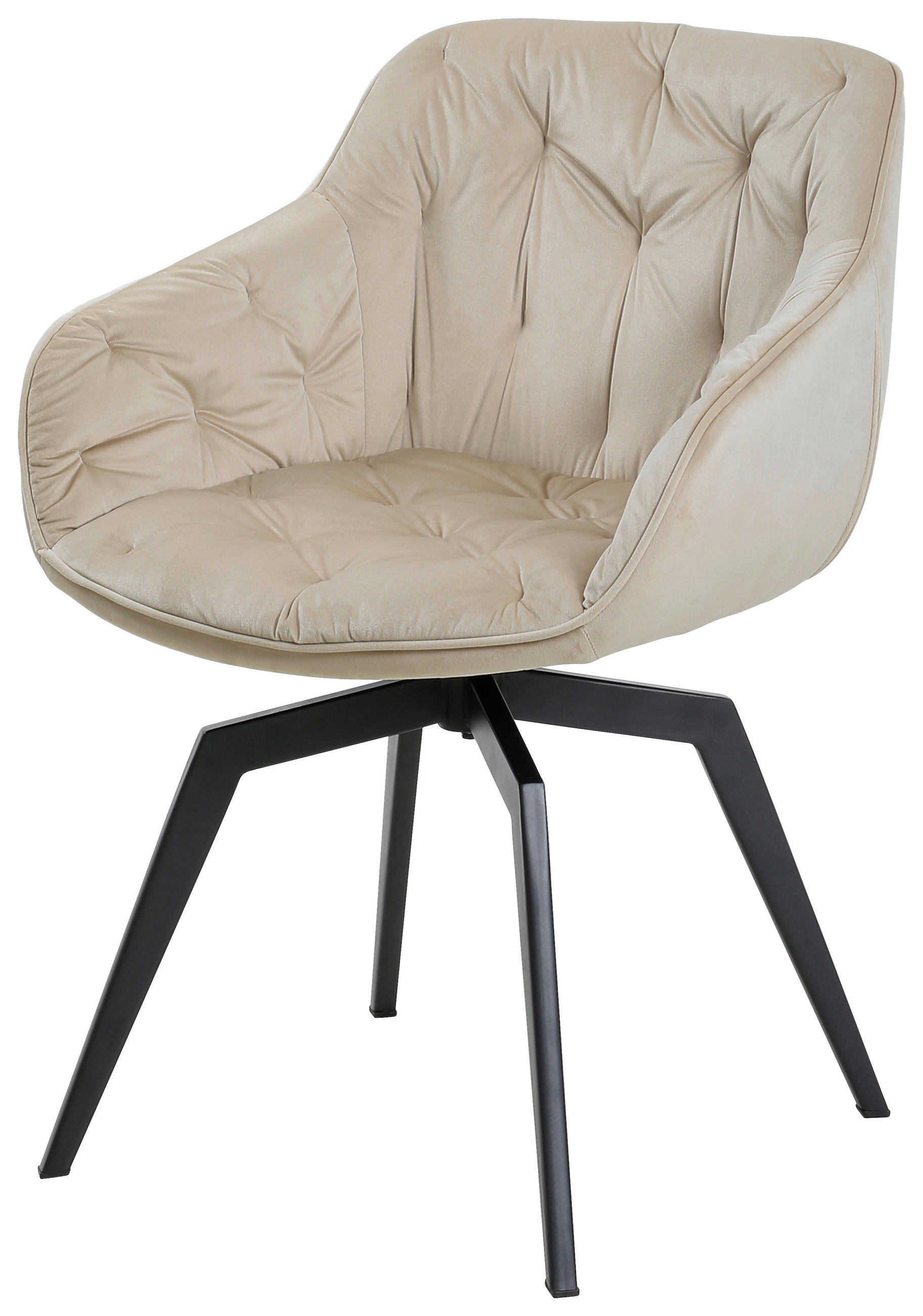 ARMLEHNSTUHL  in Eisen Samt  - Beige/Schwarz, MODERN, Textil/Metall (60/84/64cm) - Livetastic