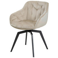 ARMLEHNSTUHL  in Eisen Samt  - Beige/Schwarz, MODERN, Textil/Metall (60/84/64cm) - Livetastic