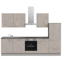KÜCHENBLOCK 300 cm   in Grau, Schieferfarben  - Schieferfarben/Edelstahlfarben, MODERN, Holzwerkstoff/Metall (300cm) - Nobilia