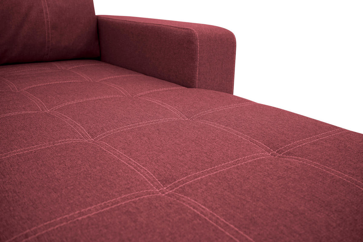 ECKSCHLAFSOFA in Mikrofaser Rot  - Rot/Schwarz, Design, Kunststoff/Textil (240/160cm) - Livetastic