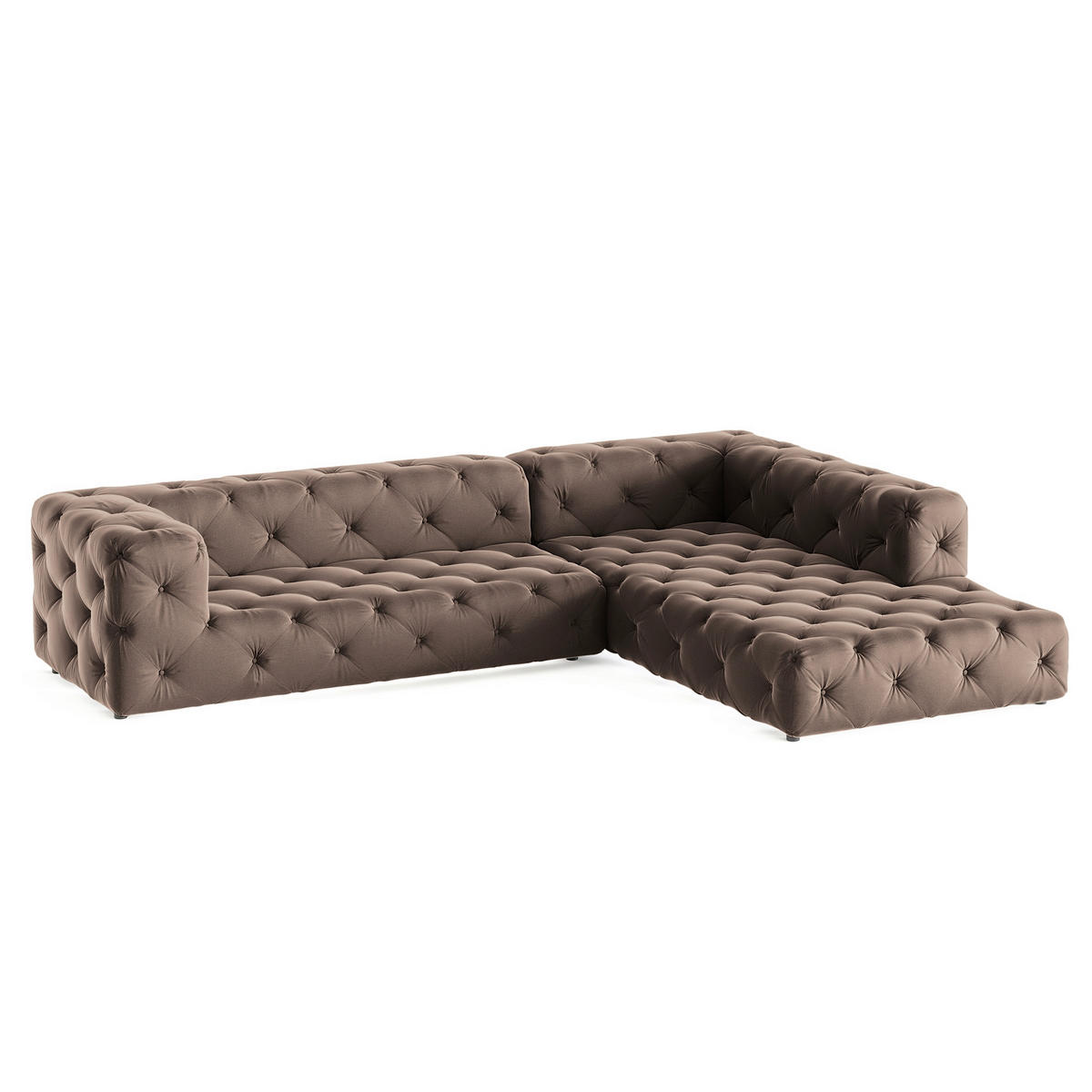 ECKSOFA Fresco Braun Samt  - Schwarz/Braun, Design, Kunststoff/Textil (325/228cm) - P & B