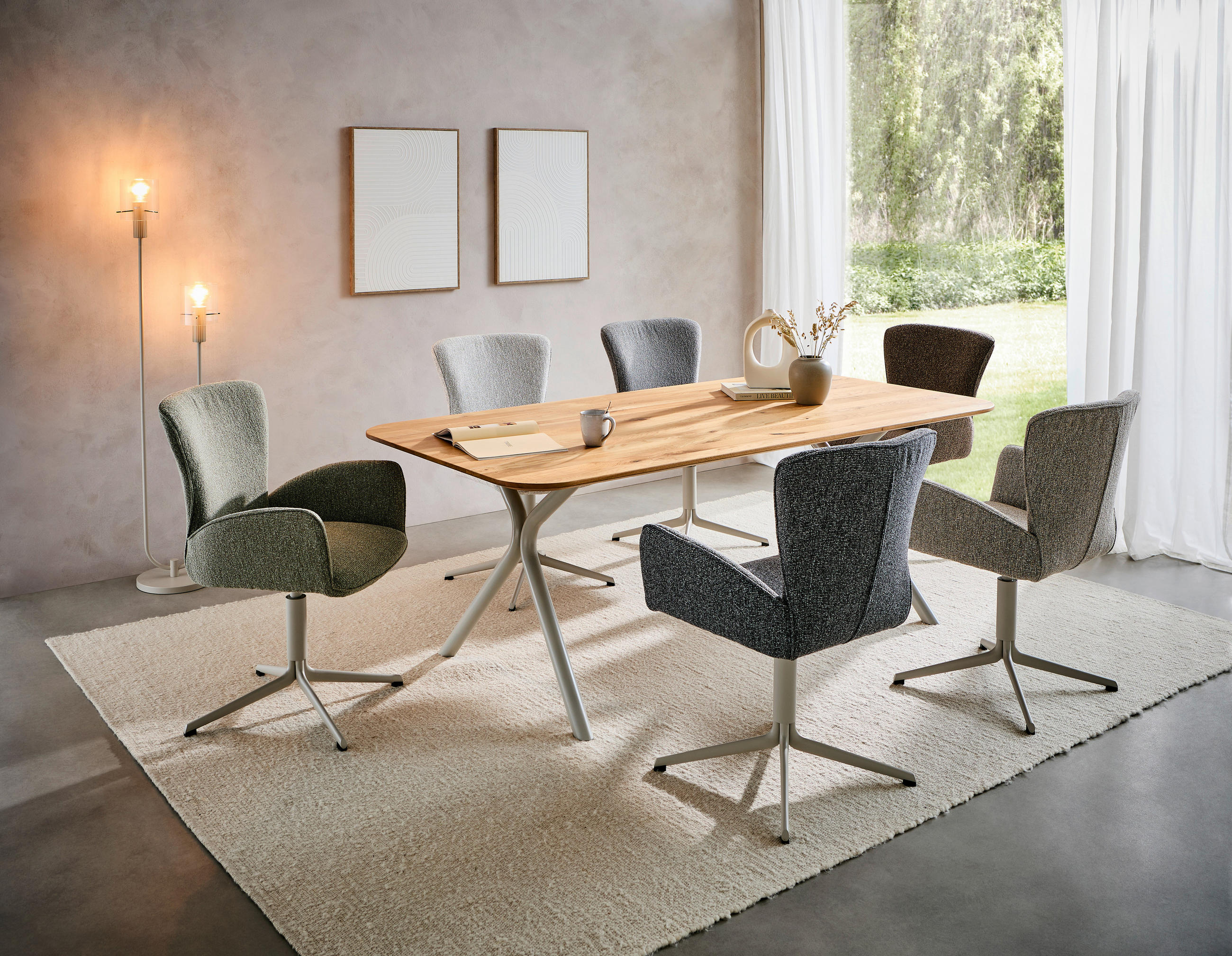 ESSTISCH Eiche massiv Eichefarben  - Eichefarben/Grau, Design, Holz/Metall (200/100/76cm) - Valdera