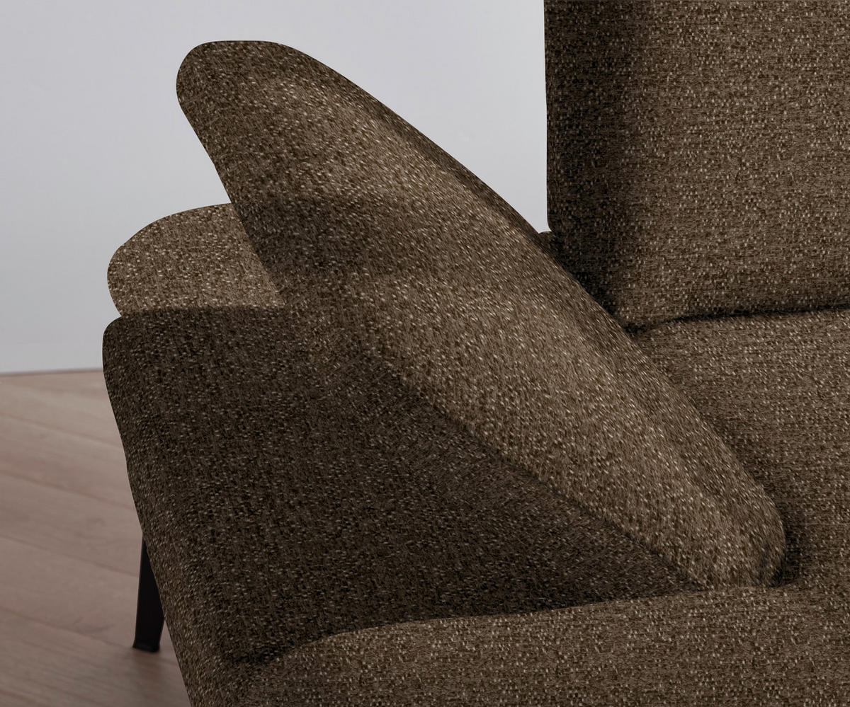 ECKSOFA in Webstoff Braun  - Schwarz/Braun, Design, Textil/Metall (289/180cm) - Stylife