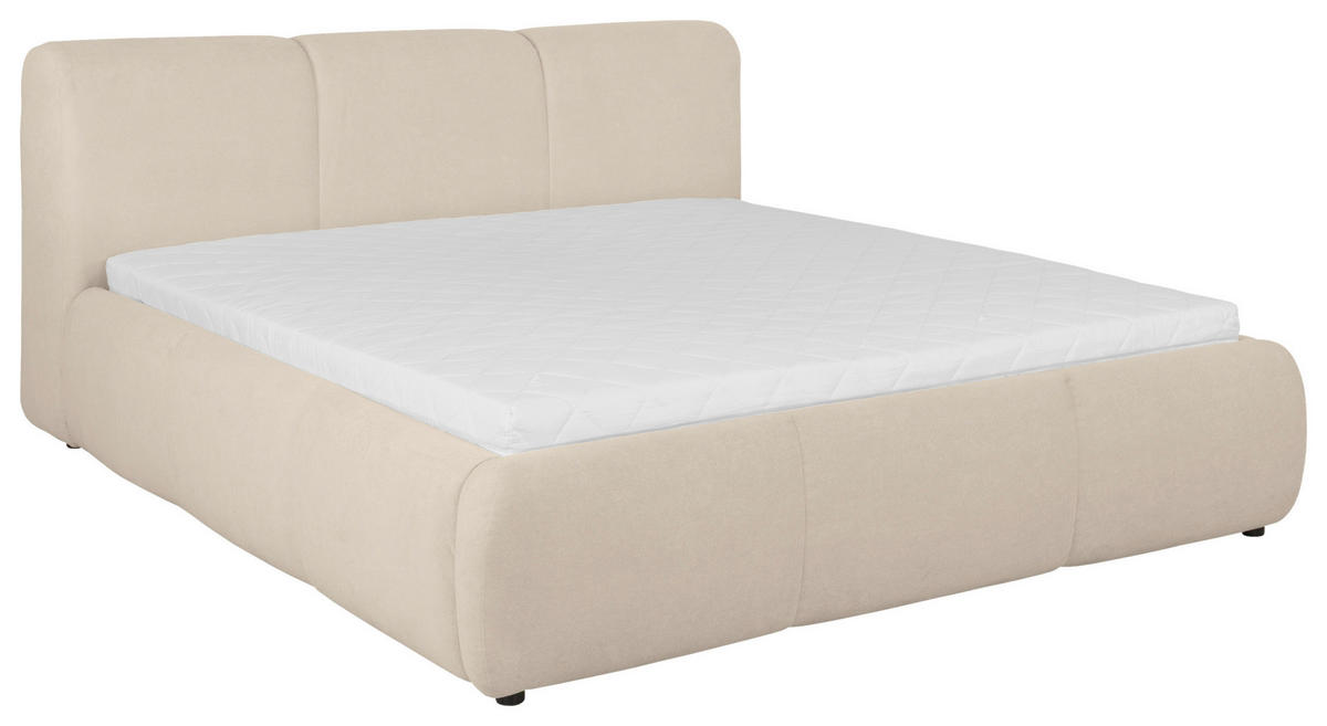 POLSTERBETT Lattenrost, Bettkasten 140/200 cm  in Beige  - Beige/Buchefarben, KONVENTIONELL, Holz/Kunststoff (140/200cm) - Boxxx