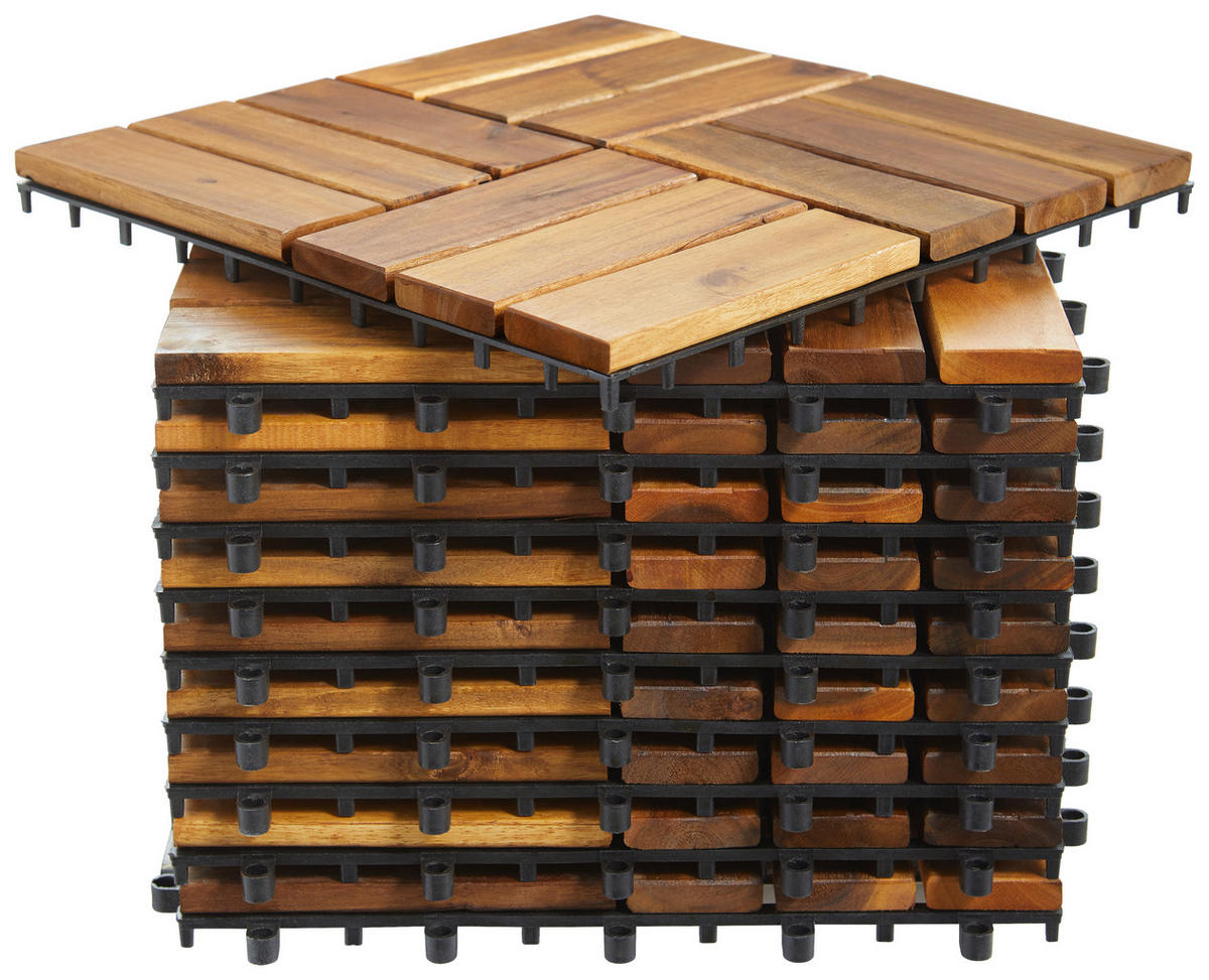 TERRASSENFLIESE Akazie Uno 15 Stück  - Braun/Akaziefarben, KONVENTIONELL, Holz/Kunststoff (30/30/2,4cm) - Ambia Garden