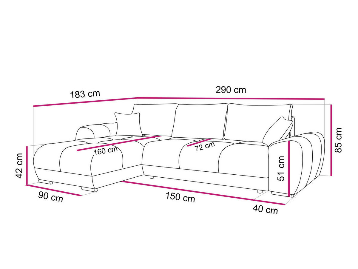 ECKSOFA  in Chenille Grau  - Chromfarben/Schwarz, KONVENTIONELL, Kunststoff/Textil (183/290cm) - Xora