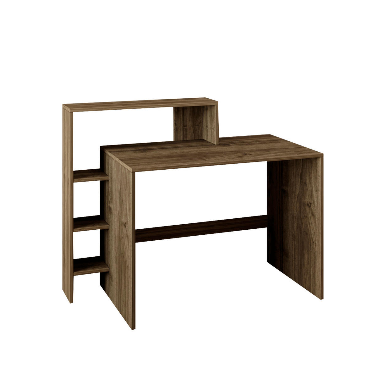 SCHREIBTISCHKOMBINATION  in Walnussfarben  - Walnussfarben/Weiß, Design, Holzwerkstoff (120/55/96cm) - Livetastic