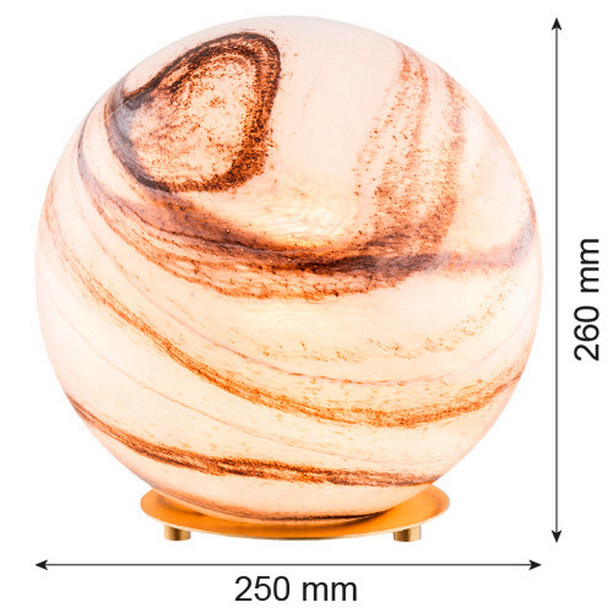 TISCHLEUCHTE 26/25/25 cm   - Messingfarben/Alabasterfarben, KONVENTIONELL, Glas/Metall (26/25/25cm)