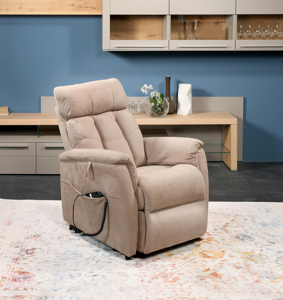 TV FOTELJ,  svetlo rjava tekstil - svetlo rjava/črna, Design, kovina/tekstil (82/107/94cm) - Xora