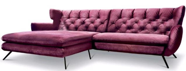 ECKSOFA Lila Velours  - Lila/Schwarz, Design, Textil/Metall (175/300cm) - Pure Home Lifestyle